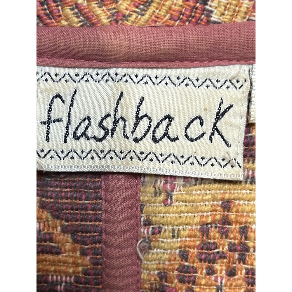 Flashback Vintage Southwestern Tapestry Jacket Cropped Woven Cotton Orange L - Picture 5 of 12